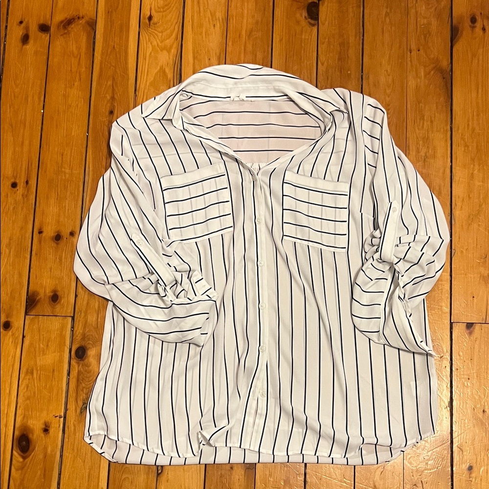 Maurices Black and White Striped Shirt